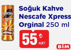 NESCAFE XPRESS ORİGİNAL SOĞUK KAHVE 250 ML fiyat ve kampanya bilgisi